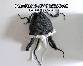 crochet jellyfish bag pattern | coastal drawstring mini pouch purse | PDF PATTERN ONLY!