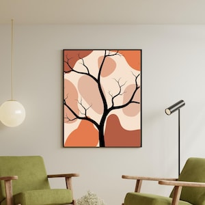 Terracotta Abstract Wall Art | Burnt Orange Modern Poster | Minimalist Boho Printable | Digital Download