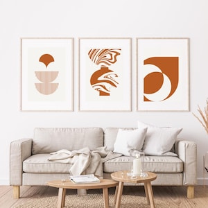 Terracotta Abstraktes Print-Set: Mid-Century Modern 50x70 cm Galerie-Wand (Digitaler Download 40x50cm)