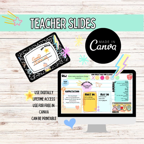 EDITABLE/ Canva/ Teacher Slides/ Classroom Slides/ Instant download/ Resource/ Canva Slide Template/ Organizational tool/ Visual for kids