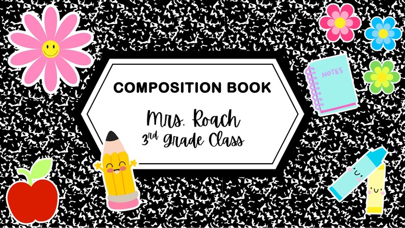 Composition Notebook Theme- Canva/classroom Slide/ Daily/ Morning Board ...