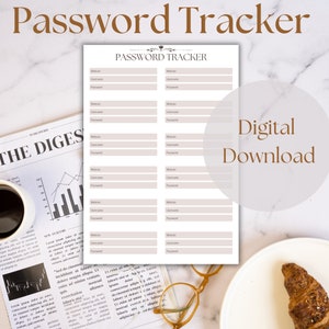 Wachtwoordtracker, Wachtwoordtracker afdrukbaar, Digitale download, Wachtwoordtrackerblad, Afdrukbaar, Wachtwoordmanager, Wachtwoordtrackerplan