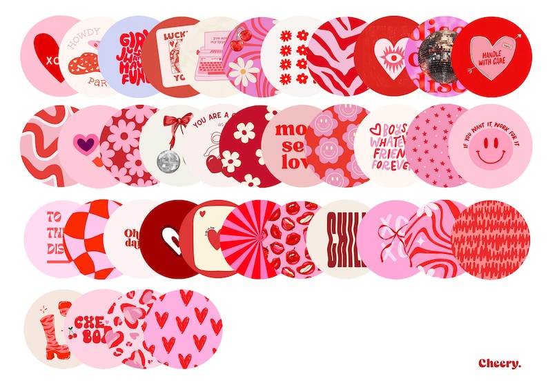 57 Retro Instagram Highlight Cover Icons, Groovy Highlight Covers, Red and Pink Tones Aesthetic IG Story Highlight Icon Pack, red pink cover image 4