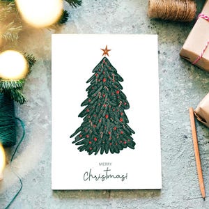 Cartão de Feliz Natal - Cartão de Natal para Imprimir, Download Digital, Cartão de Árvore de Natal Minimalista, Cartão de Natal Minimalista, 5x7 para Imprimir