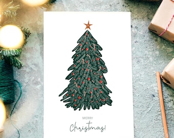 Minimalist Christmas Tree Card: Printable Holiday Card (Digital Download)