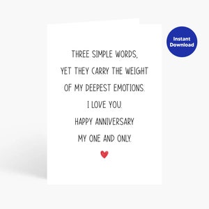 Printable Anniversary Cards, Romantic Anniversary Card, Card for wife, Card for husband, Romantic Birthday Card, Card for her, Card for him