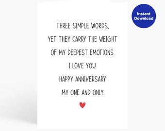 Printable Anniversary Cards, Romantic Anniversary Card, Card for wife, Card for husband, Romantic Birthday Card, Card for her, Card for him