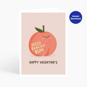 Carte de Saint-Valentin Peachy Bum, carte de Saint-Valentin drôle, jolie carte d'anniversaire de Sweet Bum, carte de paix, téléchargement numérique