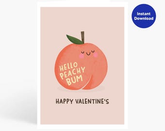 Peachy Bum Valentine's Day Card, Funny Valentine's Day Card, Cute Sweet Bum Anniversary Card, Peacy Card, Digital Download