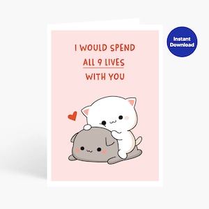 Cartão de Dia dos Namorados 9 Vidas Gato, Cartão de aniversário, 9 VIDAS com você, Cartão de Amor Gato, cartão para ela, cartão para ele, Cartão de Amor, Cartão Romântico