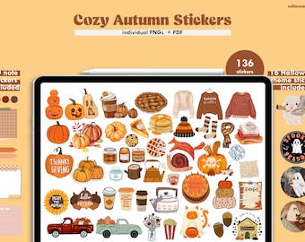 Cozy Autumn Planner Stickers: Halloween PNG Set (Digital Download)