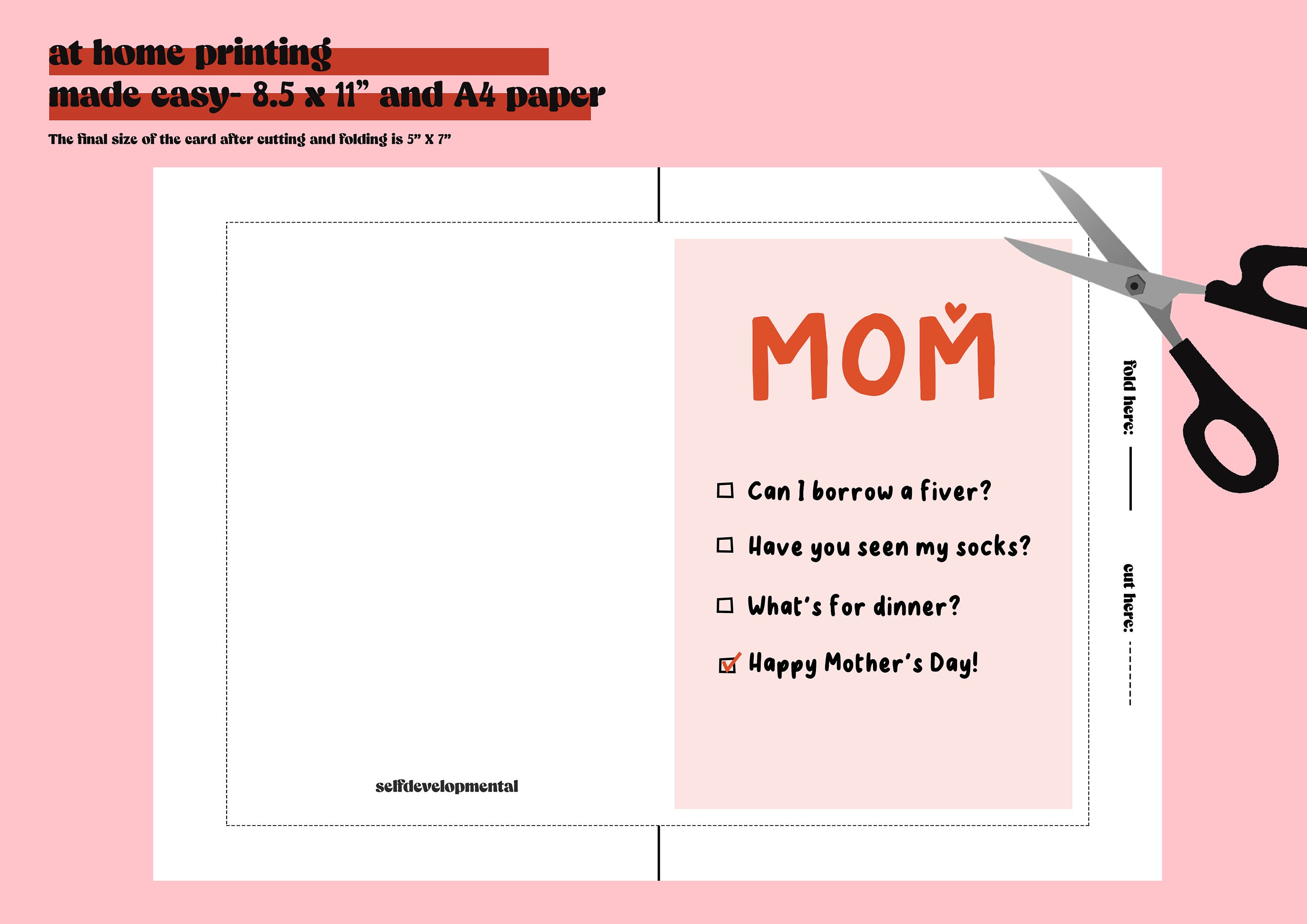 Happy Mother's Day Card, Printable Mom Card, Card for Her, Printable ...