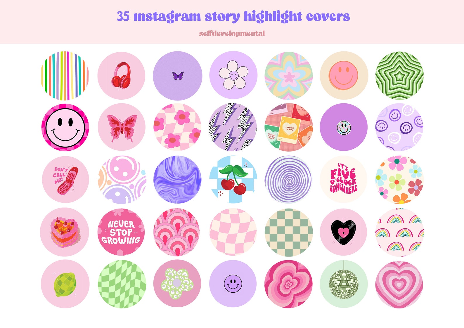 36 Groovy Retro Instagram Highlight Covers Summer Highlight - Etsy