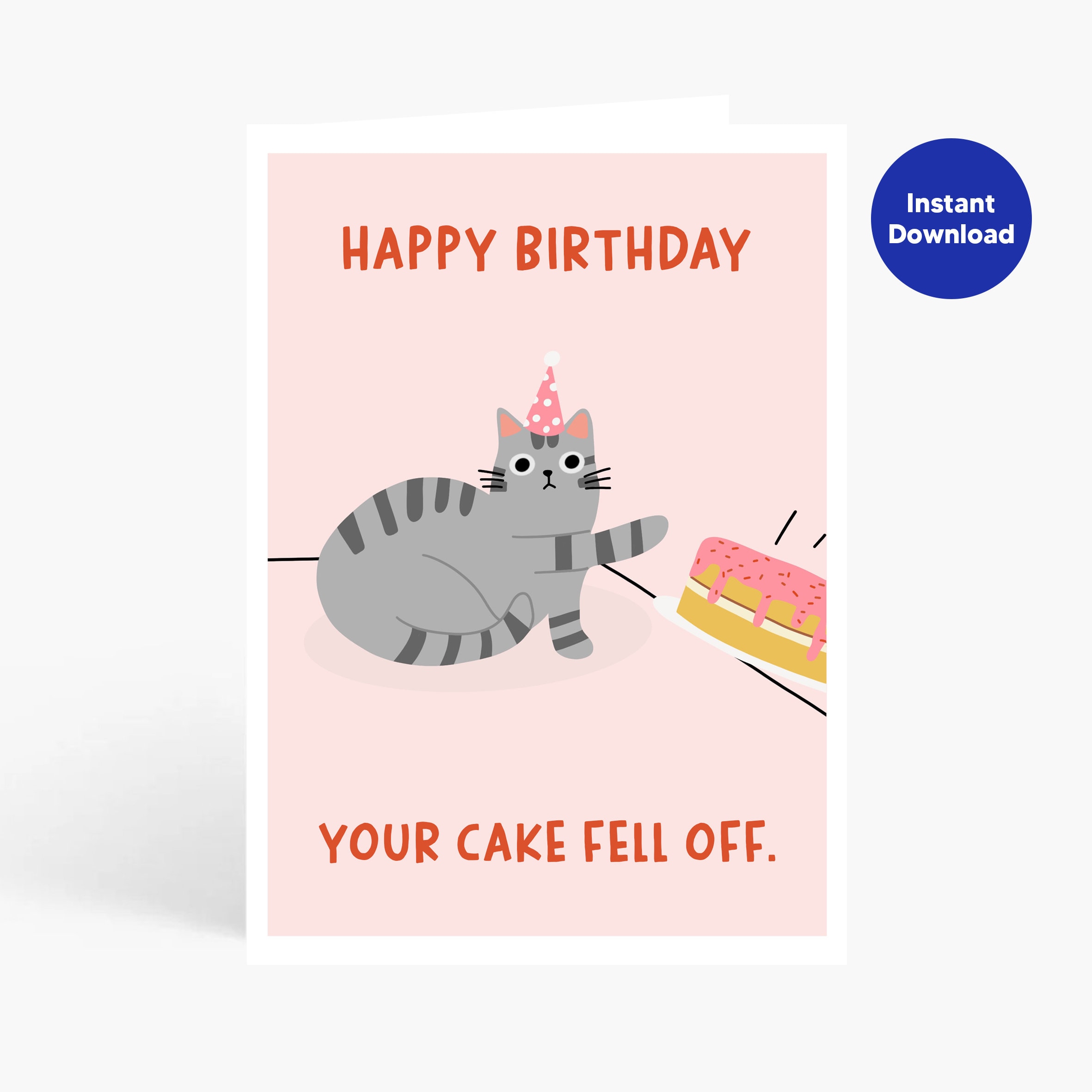 Funny Cat Birthday Card, Birthday Printable Card, Funny Cat Printable ...