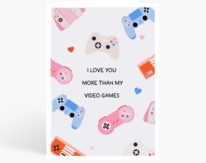 Printable Funny Love Card, Printable Anniversary Card, card for her, card for him, instant download, Video Games Card, Card for Boyfriend