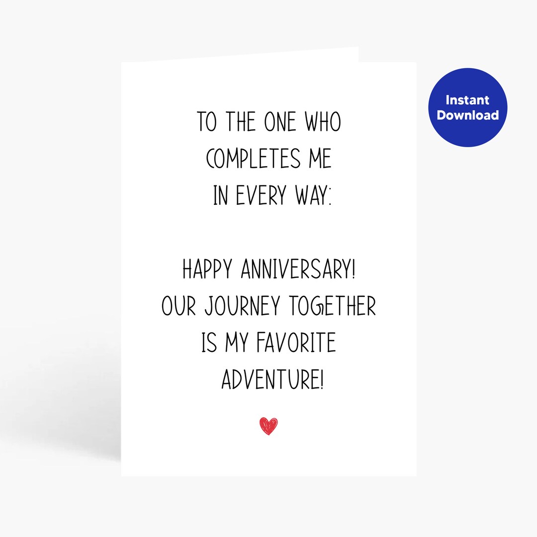 Printable Anniversary Cards, Romantic Anniversary Card, Card for Wife ...