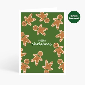 Afdrukbare vrolijke kerstkaart, kerstkoekje, zoete vakantiewens, kerstwenskaart, direct downloaden, leuke kaart, warme feestdagen