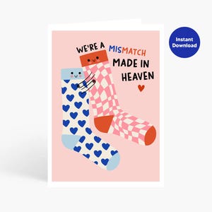 Carte de Saint-Valentin, carte de Saint-Valentin drôle, anniversaire mignon, décalage dans le ciel, carte pour elle, lui, chaussettes dépareillées, correspondance parfaite
