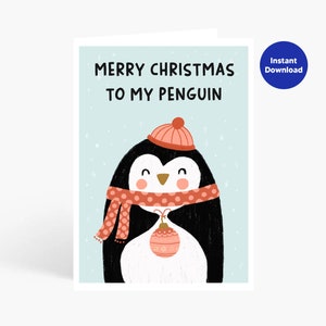 Lustige Weihnachtskarte I Druckbare Weihnachtskarte I Süßer Pinguin Weihnachtskarte I Digitaler Download I Karte für Sie I Karte für Ihn