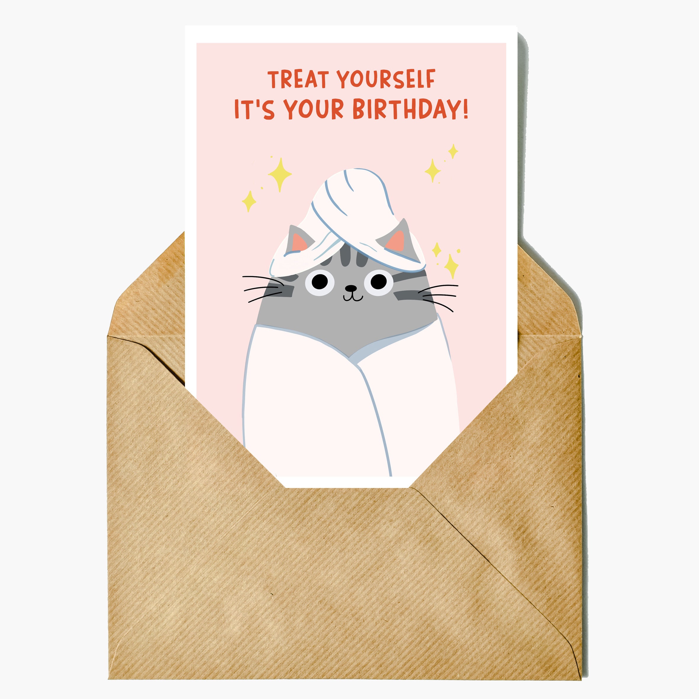 Old English Co. - Biglietto di auguri divertente con gatto e vino, divertente biglietto di auguri per amici e familiari, interno vuoto e busta inclusa