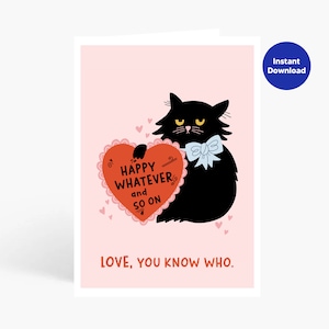 Carte de Saint-Valentin imprimable, carte d'amour drôle de chat, carte imprimable de chat drôle, carte d'amour drôle, carte pour femme, mari, carte pour elle, pour lui