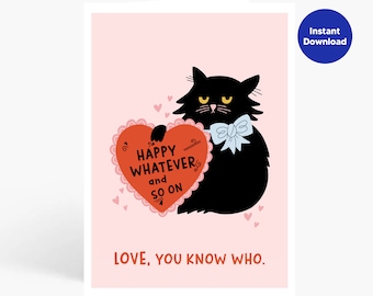 Printable Valentine's Card, Funny Cat Love Card, Printable Funny Cat Card, Funny Love Card, card for wife,  husband, card for her, for him