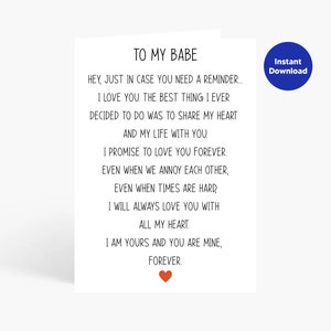 Tarjetas de aniversario imprimibles, tarjeta de aniversario romántica, tarjeta para novia/esposa, tarjeta para novio/esposo, tarjeta para ella/él, te amo
