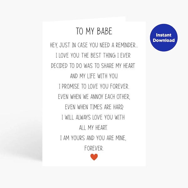 Printable Anniversary Cards, Romantic Anniversary Card, card for girlfriend/wife, card for boyfriend/husband, card for her/him, I Love You