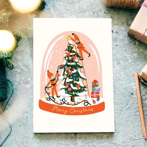 Cartão de Natal para impressão, Cartão de Feliz Natal, Cartão de Natal fofo, Download digital, Cartão de ilustração de árvore de Natal, Cartão para impressão 5x7
