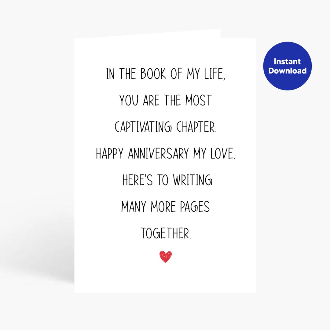 Printable Anniversary Cards, Romantic Anniversary Card, Card for Wife ...