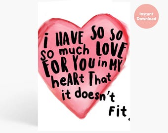 Valentine's Day Card, So Much Love, Printable Art, Love Poster, Couple Gift, Card for Valentine, Card for Her/Him, Anniversary Card, Digital