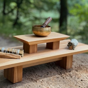 Yoga Studio Decor, Eco Yoga Meditation altar, Sustainable wood, Japanese Stacking Meditation, Zen Prayer Puja Table, Buddhist Shrine
