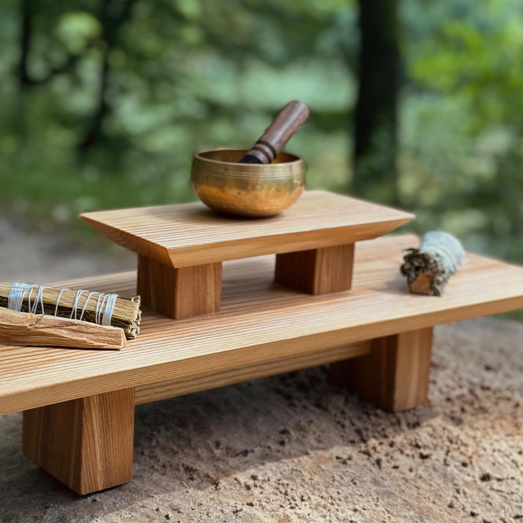 SHENJIA Tavolo da Altare Spirituale in bambù con cassetto portaoggetti, Tavolo da Meditazione per Altare, Tavolo da tè Buddista Rilassante per Preghiere, divinazione, adorazione