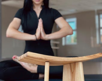 Meditation Stool Wooden Folding, Meditation bench, Foldable yoga stool, Single leg, Kneeling meditation seat, Ergonomic Kneeling Stool
