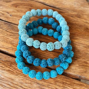 Volcanic Lava Stone Bracelet Set of 3: Boho Aromatherapy Diffuser, Healing Beads