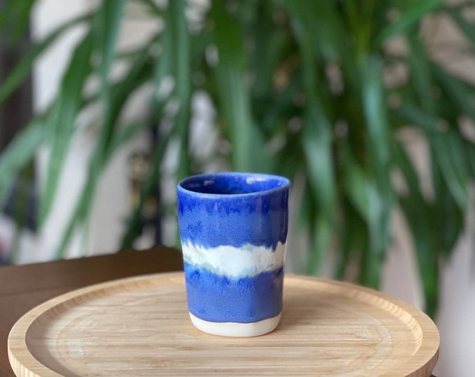 Handmade modern design ceramic coffee mug  pottery hand made cup, stonewear rustic mug blue mug stonewear nordic mug