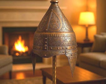 Handmade Engraved Pure Copper Ottoman Helmet Replica: Medieval Decor