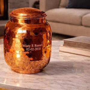 Personalized Copper Cremation Urn: Keepsake Memorial for Family or Pet