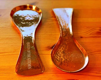 Personalized Copper Spoon Rest: Custom Handcrafted Kitchen Utensil Holder