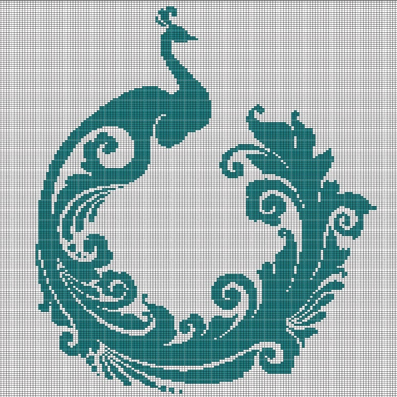 Peacock crochet afghan pattern graph