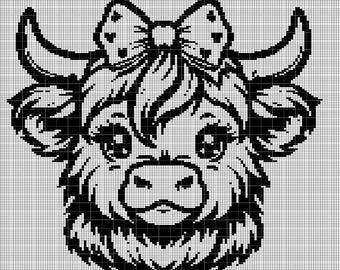 Little Highland cow 2 crochet afghan pattern graph