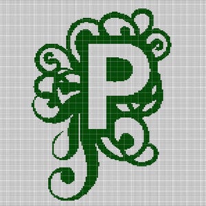 Monogram P crochet afghan pattern graph