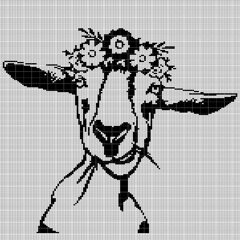 37 Goat Crochet Patterns to Stitch: Farm Animals, Amigurumi, and Whimsical Goats 32 Goat head with flowers crochet afghan pattern graph