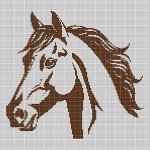 Gráfico de patrón de afgano de crochet de cabeza de caballo 25
