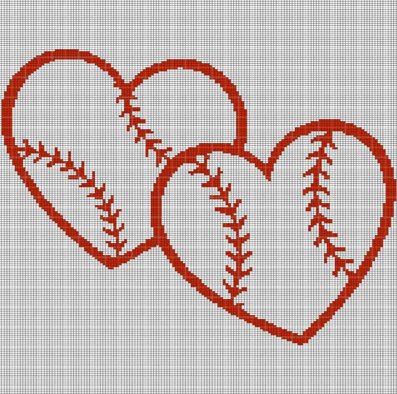Baseball Hearts Crochet Afghan Pattern Graph - Etsy