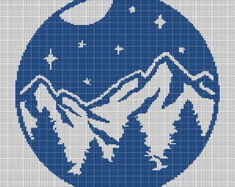 Landscape in night crochet afghan pattern graph