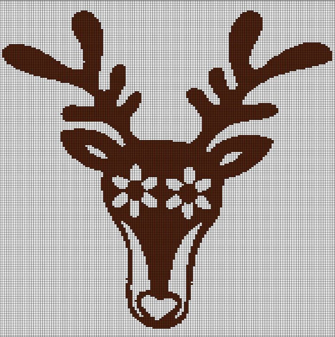 Deer Pattern Graph Flower Deer Crochet Afghan Pattern Graph - Etsy