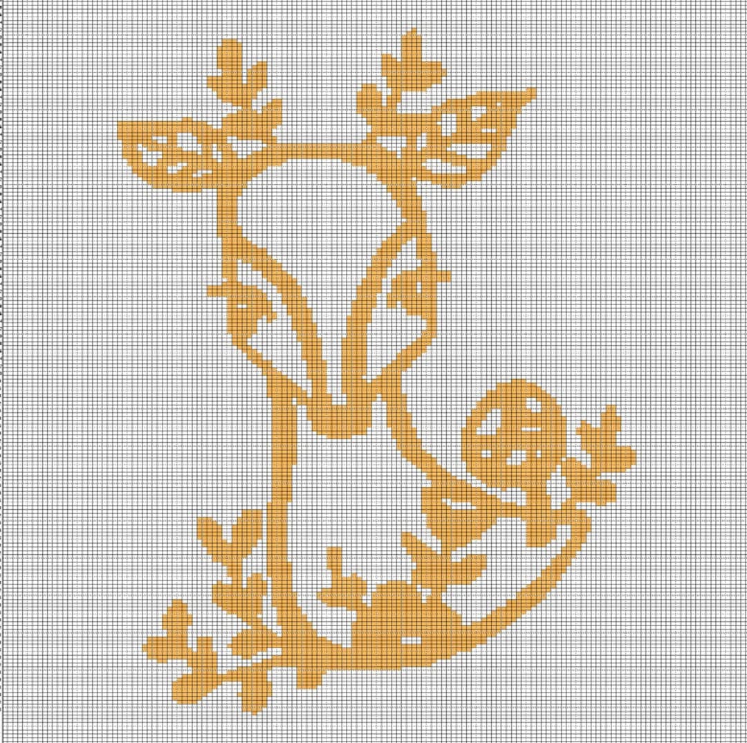 Deer Pattern Graph Deer With Flowers Crochet Afghan Pattern Graph - Etsy