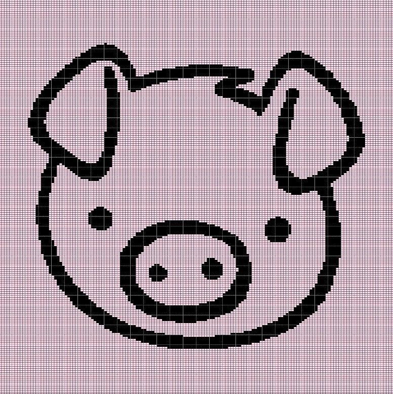 Pig Head Crochet Afghan Pattern Graph - Etsy