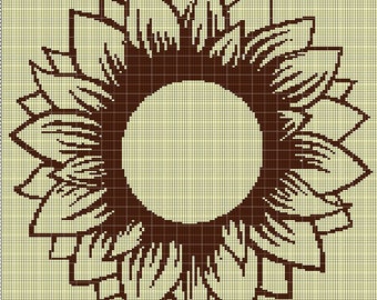 Patrón gráfico de afgano de crochet de 4 girasoles